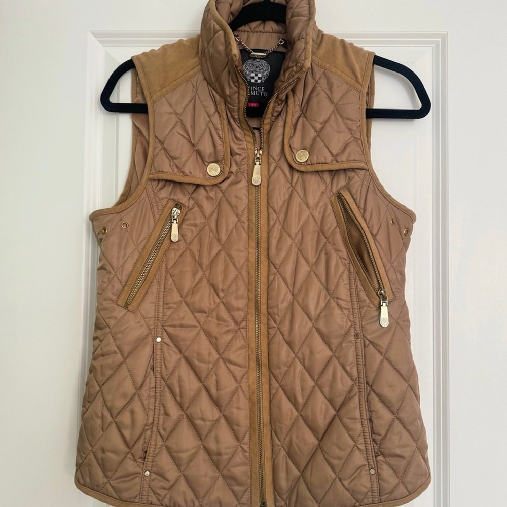 Vince Camuto Women’s brown quilted sleeveless fashion vest size XS 0 2